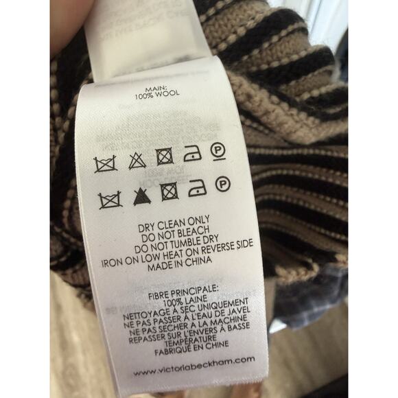 Victoria Victoria Beckham Ribbed Knit Wool Midi Skirt Size 4 Beige - Picture 9 of 10